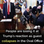People are losing it at Trump’s reaction as guest collapses in the Oval Office during press conference